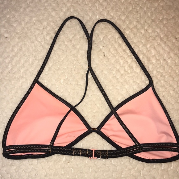 VS PINK swim top. Size Small. Tangerine with black - Picture 3 of 5